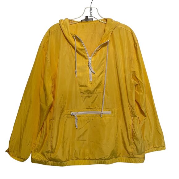 T by Talbots 1/4 Zip Anorak Windbreaker Jacket Womens Large Yellow Hood Pullover - Picture 2 of 10